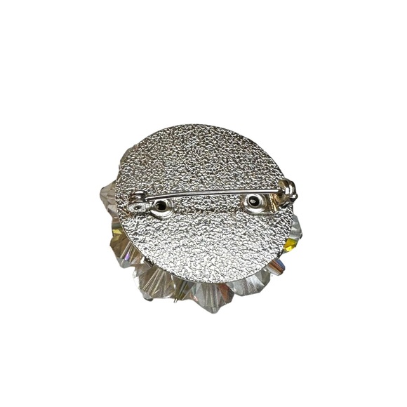 Vintage AB Cluster Beaded Prong Set Rhinestone Brooch - Picture 2 of 4